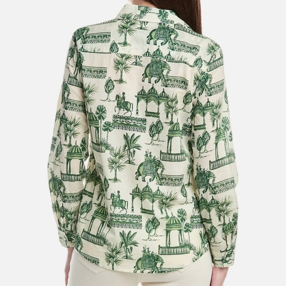 J. McLaughlin Lois button down shirt Blouse Desert Toile green - Picture 2 of 4